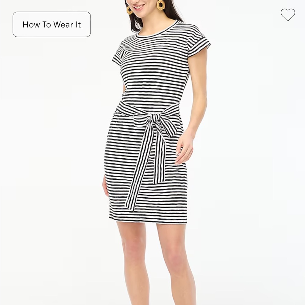 Jcrew short sleeved striped tie-waist t-shirt dress